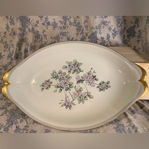 VTG Fragrance by Meito 16" Hand-Painted Floral Platter with Gold Details Japan